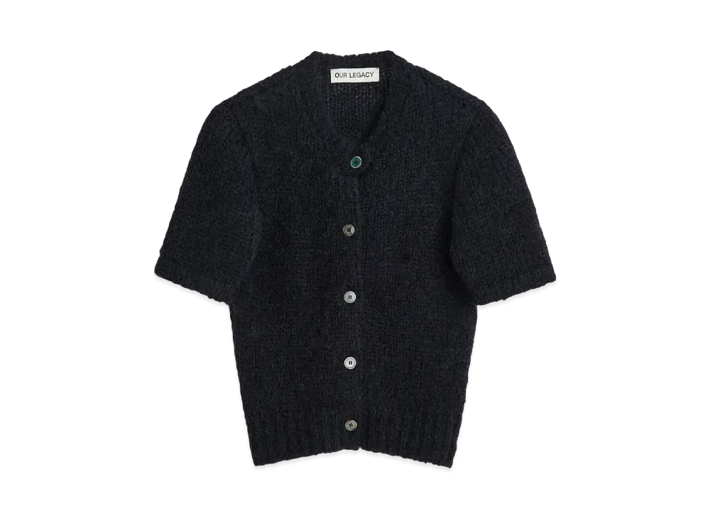 OUR LEGACY Shrunken Shortsleeve Fuzzy Mohpaca "Navy"