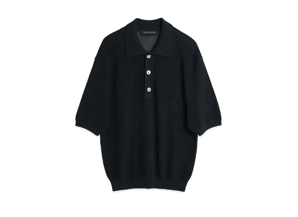 OUR LEGACY Traditional Polo Crispy Cotton "Shadow Black"