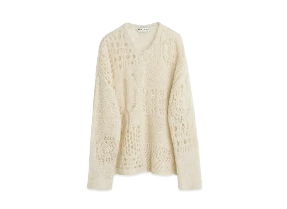 OUR LEGACY V-Neck Crochet Airy Alpaca "Bone"