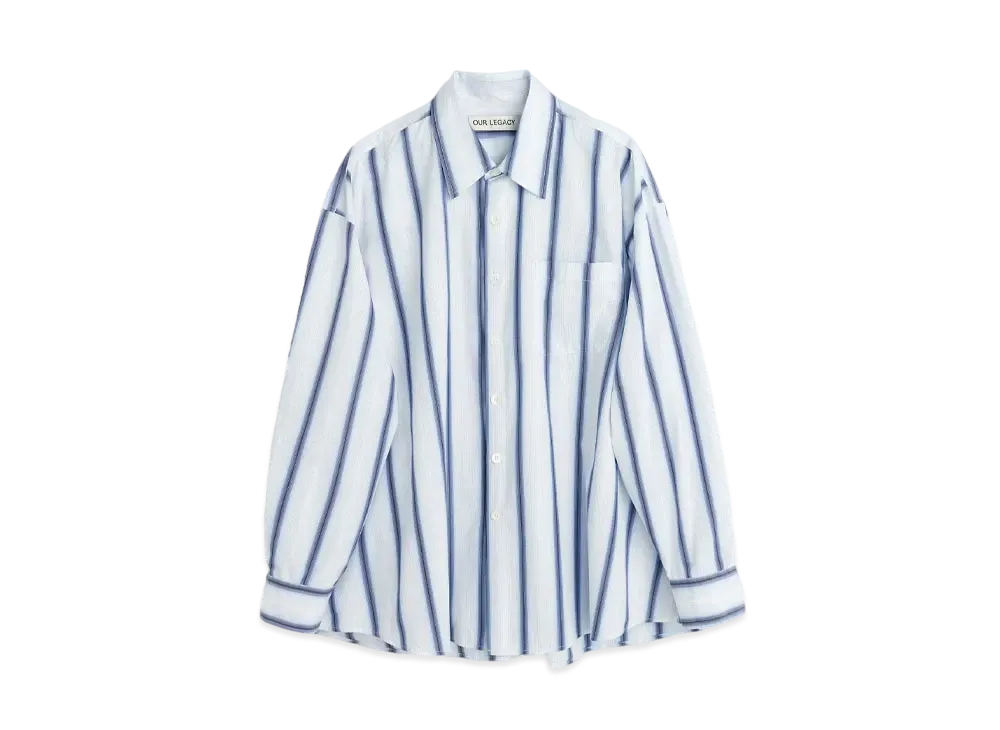 OUR LEGACY Borrowed Shirt Crypto Stripe "Blue"