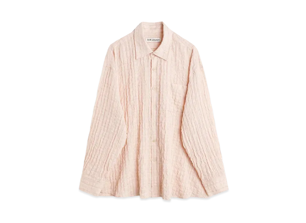 OUR LEGACY Borrowed Shirt Picnic Check Crude Seersucker "Pink"