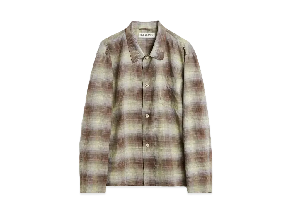 OUR LEGACY Box Shirt Murky Static Summer Weave "Brown/Green"