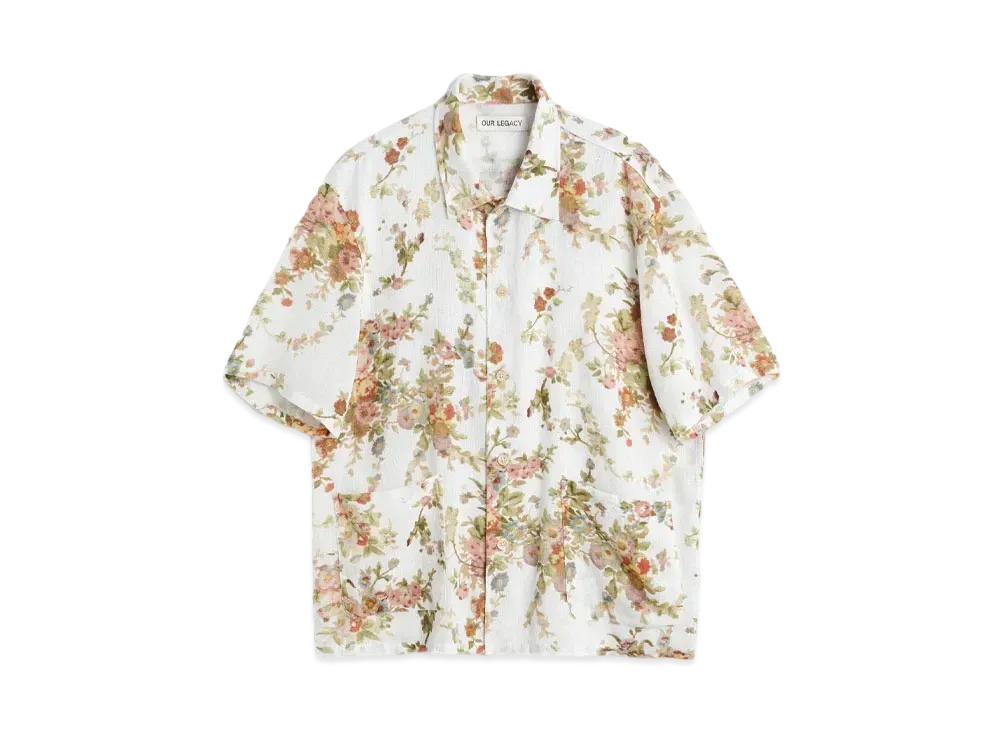 OUR LEGACY Elder Shirt Shortsleeve Tapestry Print "White Floral"
