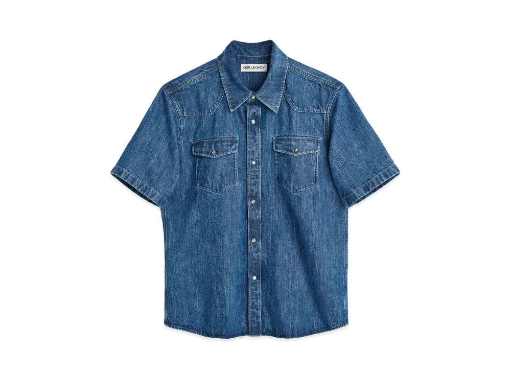 OUR LEGACY Frontier Shortsleeve Shirt Denim "Western Blue"