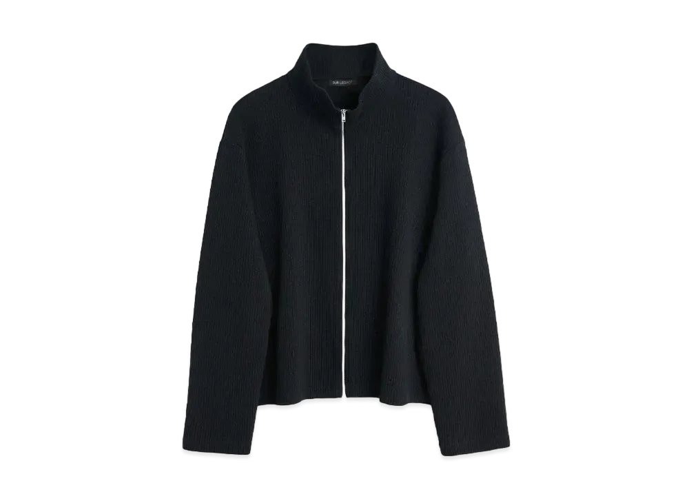 OUR LEGACY Shrunken Fullzip Polo Rib "Black"