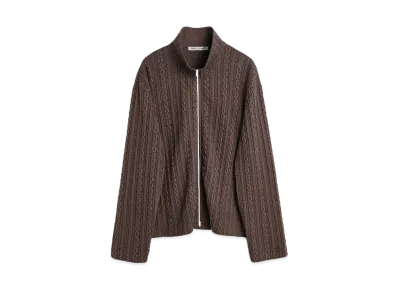 OUR LEGACY Shrunken Fullzip Polo Cable Jacquard "Indulgent Choco"