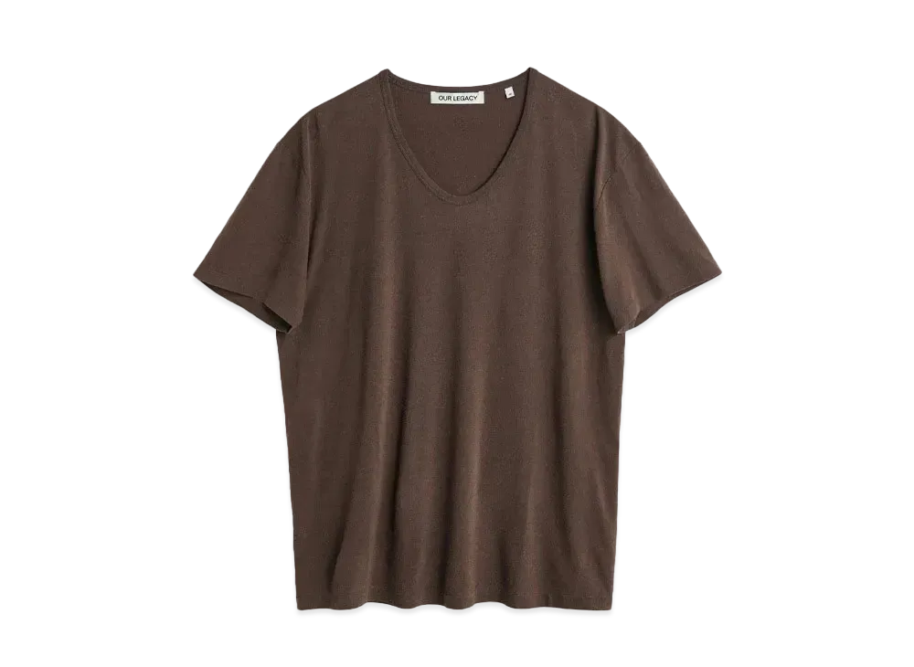 OUR LEGACY U-Neck T-Shirt Cotton Silk "Washed Charcoal"