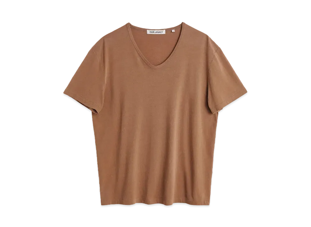 OUR LEGACY U-Neck T-Shirt Cotton Silk "Fudge"