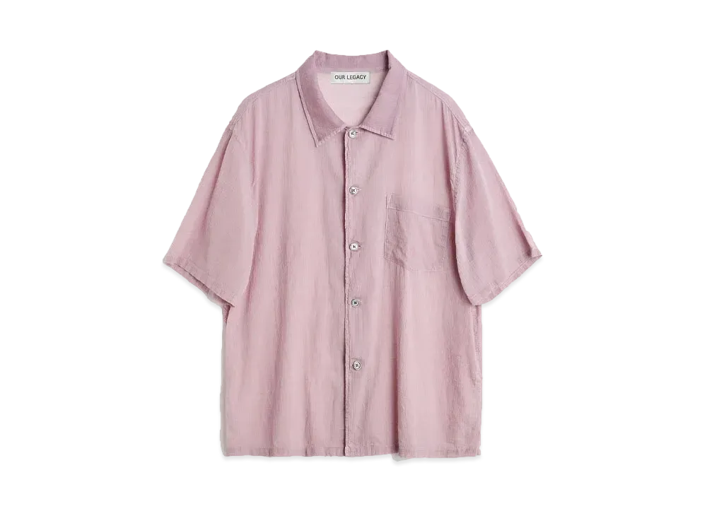 OUR LEGACY Box Shirt Shortsleeve Coated Voile "Dusty Lilac Coated Voile"