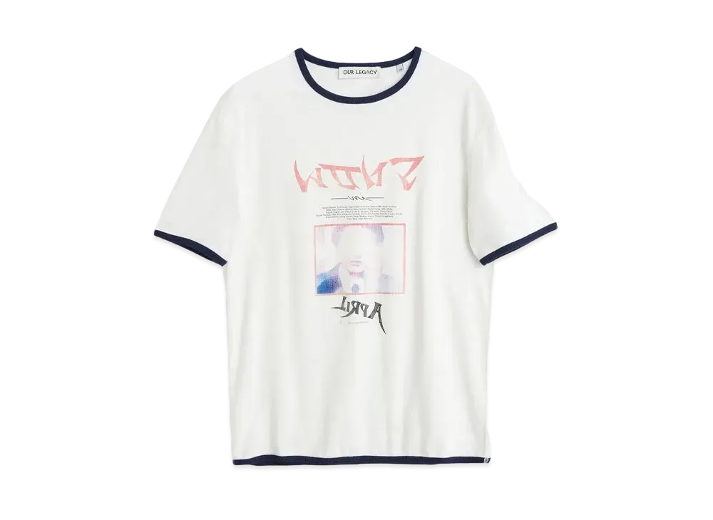 OUR LEGACY Tanker T-Shirt Snow Shigatsu Print "White"