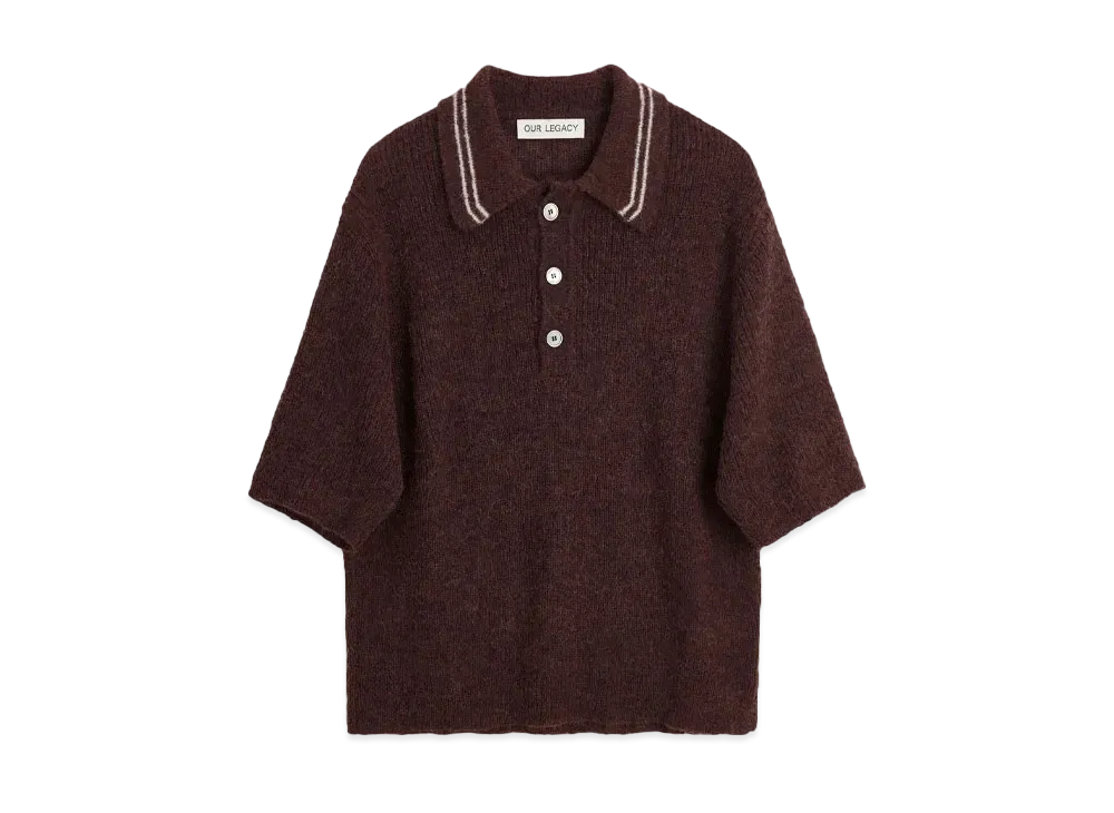 OUR LEGACY Traditional Polo Fuzzy Alpaca "Euro Eggplant"