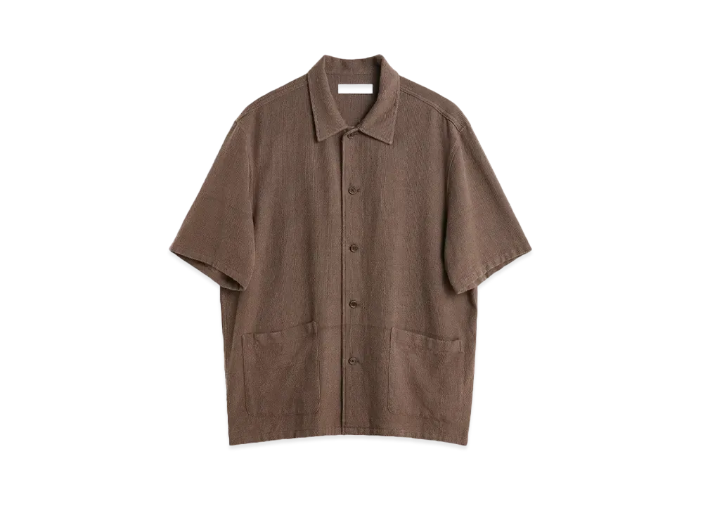 OUR LEGACY Elder Shirt Shortsleeve "Brown Sparse Panama"