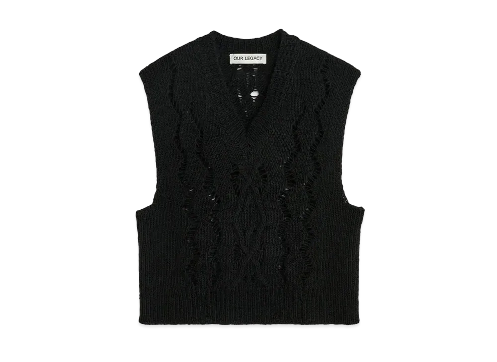 OUR LEGACY Cable Michigan Tank Fisherman Wool "Black"