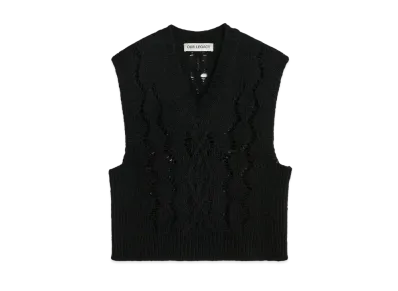 OUR LEGACY Cable Michigan Tank Fisherman Wool "Black"