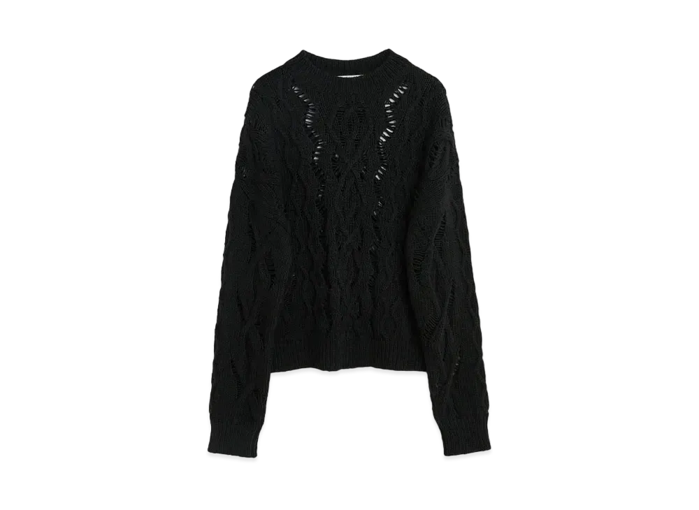 OUR LEGACY Cable Sonar Roundneck Fisherman Wool "Black"