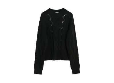 OUR LEGACY Cable Sonar Roundneck Fisherman Wool "Black"