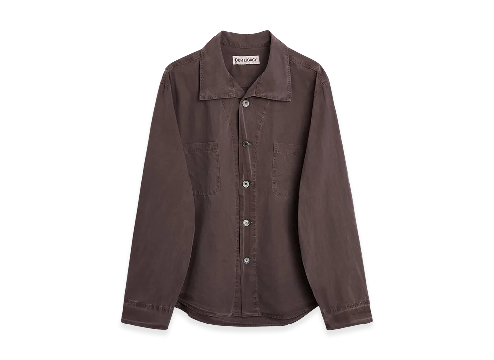 OUR LEGACY Funnel Shirt "Charcoal Bordeaux Dense Poplin"
