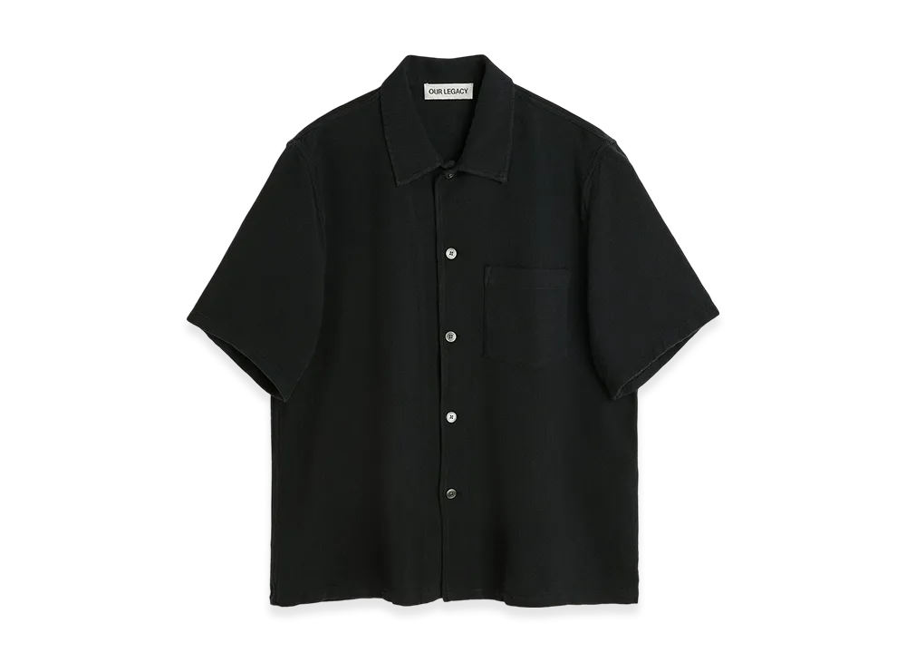 OUR LEGACY Box Shirt Shortsleeve "Black Crochet Weave"