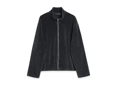 OUR LEGACY Shrunken Fullzip Polo "Phantom Stripe Velour"