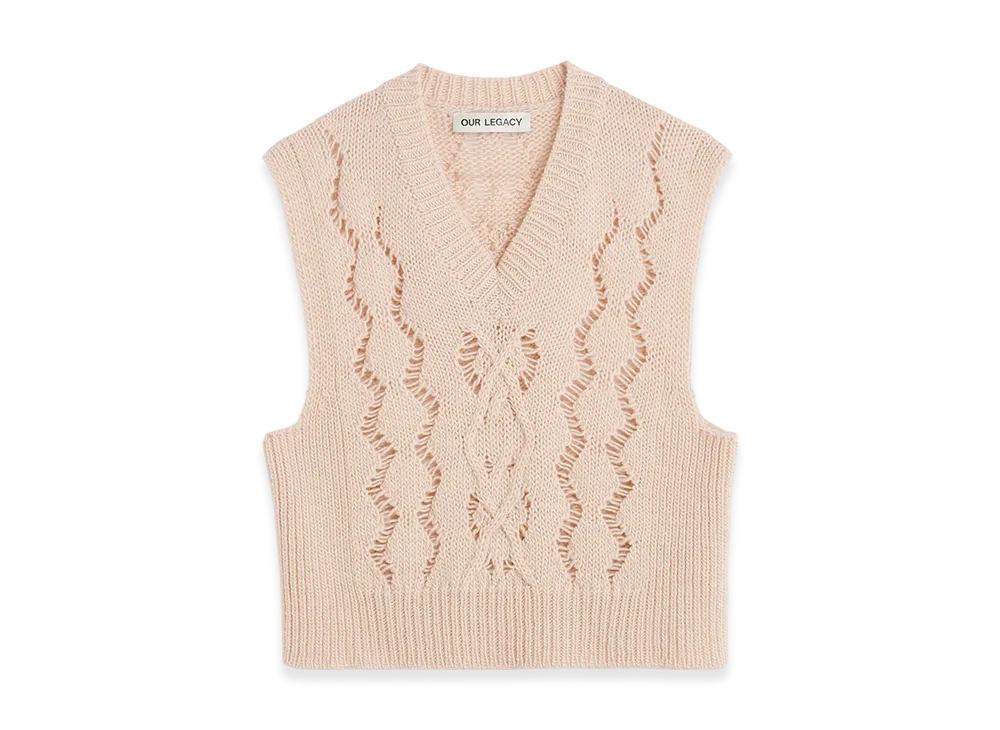 OUR LEGACY Cable Michigan Tank "Delicate Pink Fisherman Wool"