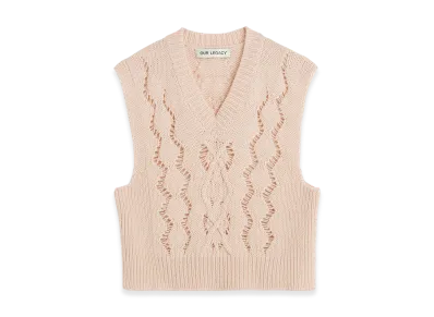 OUR LEGACY Cable Michigan Tank "Delicate Pink Fisherman Wool"