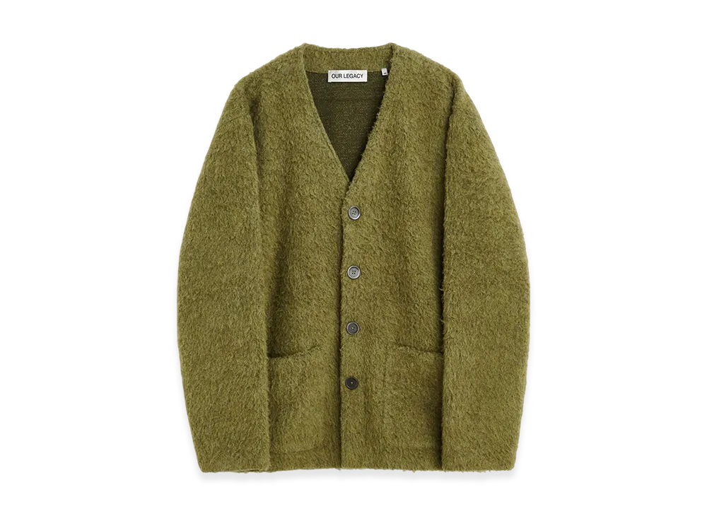 OUR LEGACY Cardigan "Fresh Moss Tumble Wool"