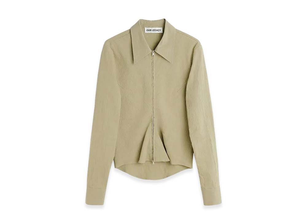 OUR LEGACY Women's Slim Zip Shirt "Dry Grass Rugged Lincot"
