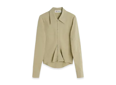 OUR LEGACY Women's Slim Zip Shirt "Dry Grass Rugged Lincot"