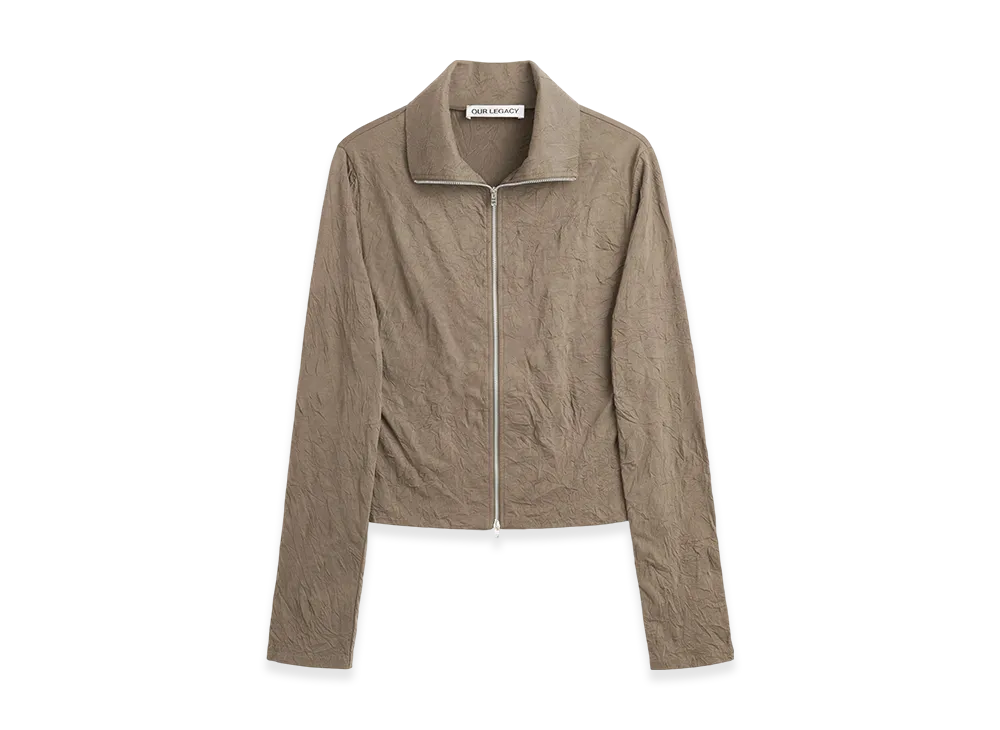 OUR LEGACY Women's Slim Zip Longsleeve "Olive Crinkle Jersey"