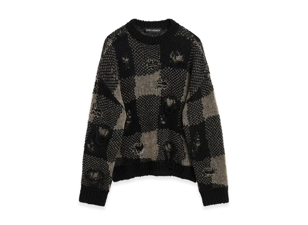 OUR LEGACY Women's Sonar Roundneck "Black Destructive Gingham"