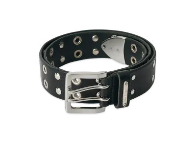 OUR LEGACY Women's Studded Double Tongue Belt "Flecking Black Leather"