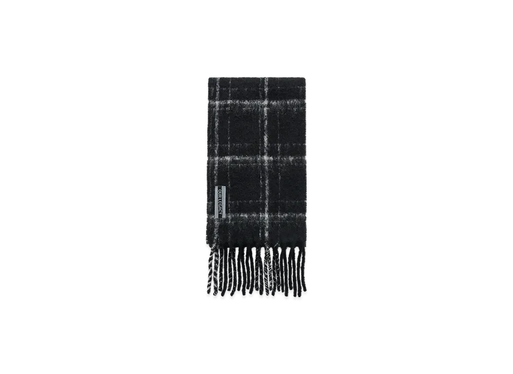 OUR LEGACY Women's Estate Scarf "Black Fuzzy Alpaca Check"