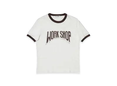 OUR LEGACY Work Shop Ringer T-Shirt "White Work Shop Print"