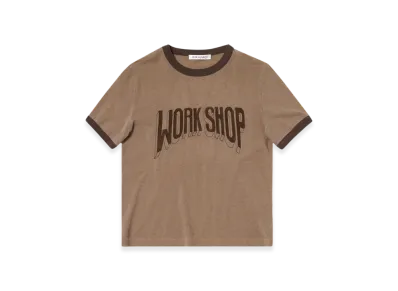 OUR LEGACY Work Shop Ringer T-Shirt Overdyed Earth Work Shop Print "Over Dyed Earth Work Shop Print"