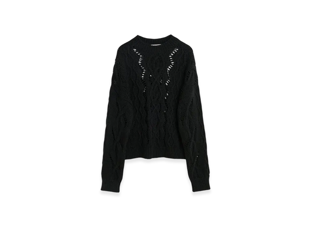 OUR LEGACY Cable Sonar Roundneck "Black Fisherman Wool"