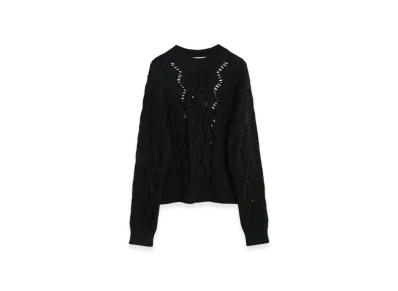 OUR LEGACY Cable Sonar Roundneck "Black Fisherman Wool"