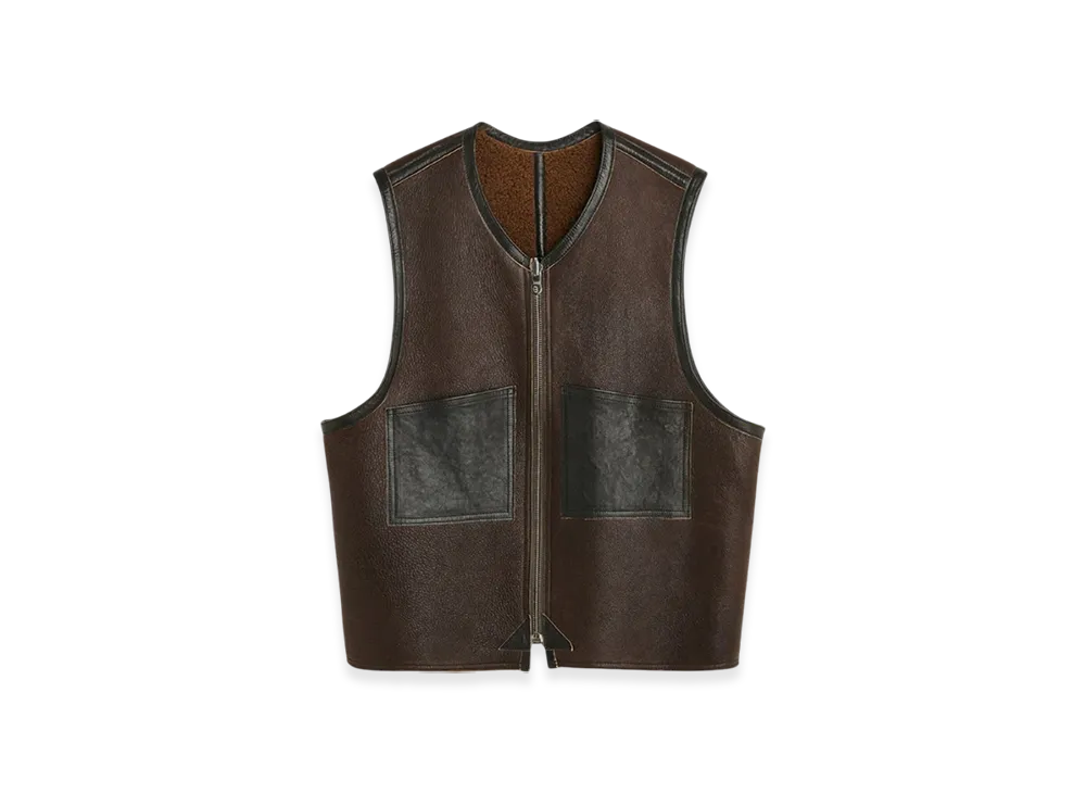 OUR LEGACY Reversible Shearling Vest "Rustic Grain Brown Shearling"