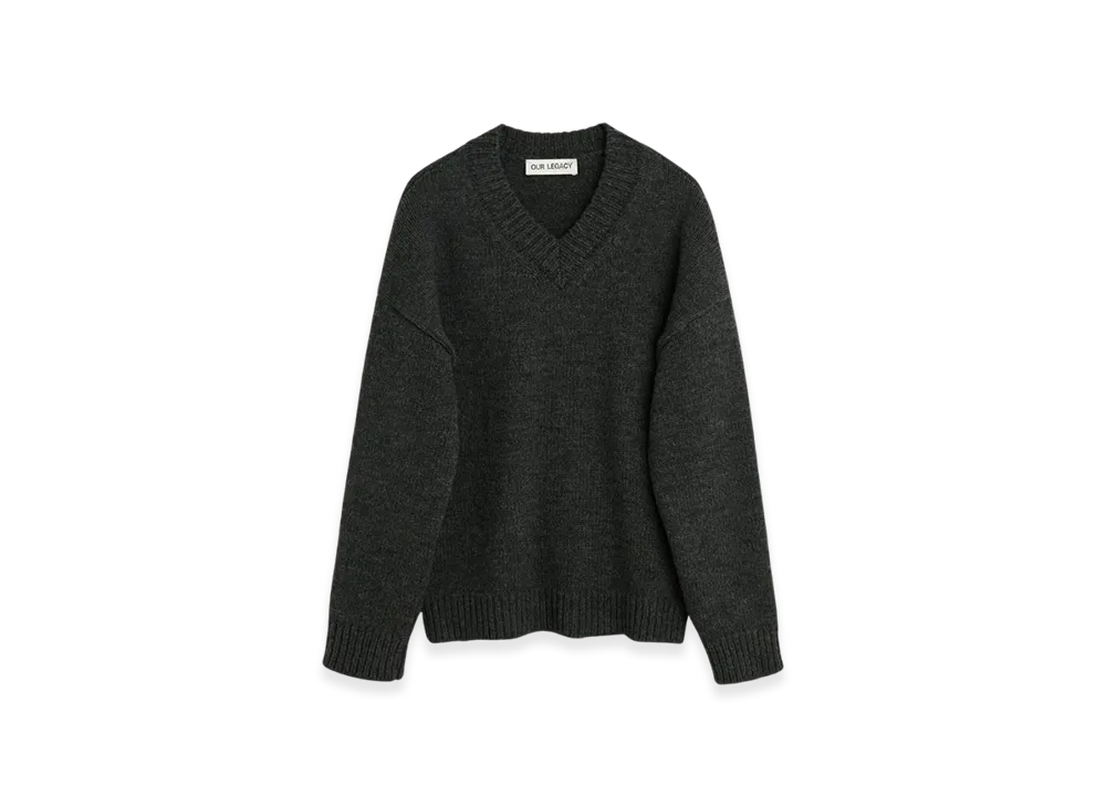 OUR LEGACY Sonar V-Neck "Ash Melange Stately Wool"