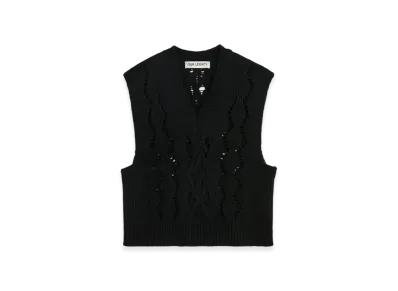 OUR LEGACY Cable Michigan Tank "Black Fisherman Wool"