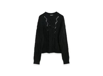 OUR LEGACY Women's Cable Sonar Roundneck "Black Fisherman Wool"