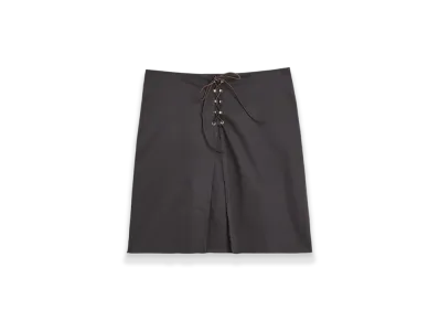 OUR LEGACY Women's Mini Hook Skirt "Ash Black Seventies Sateen"