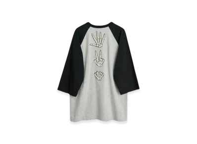 OUR LEGACY Mix Raglan 3/4 Sleeve Stone Paper Scissors Patch "Black Grey"