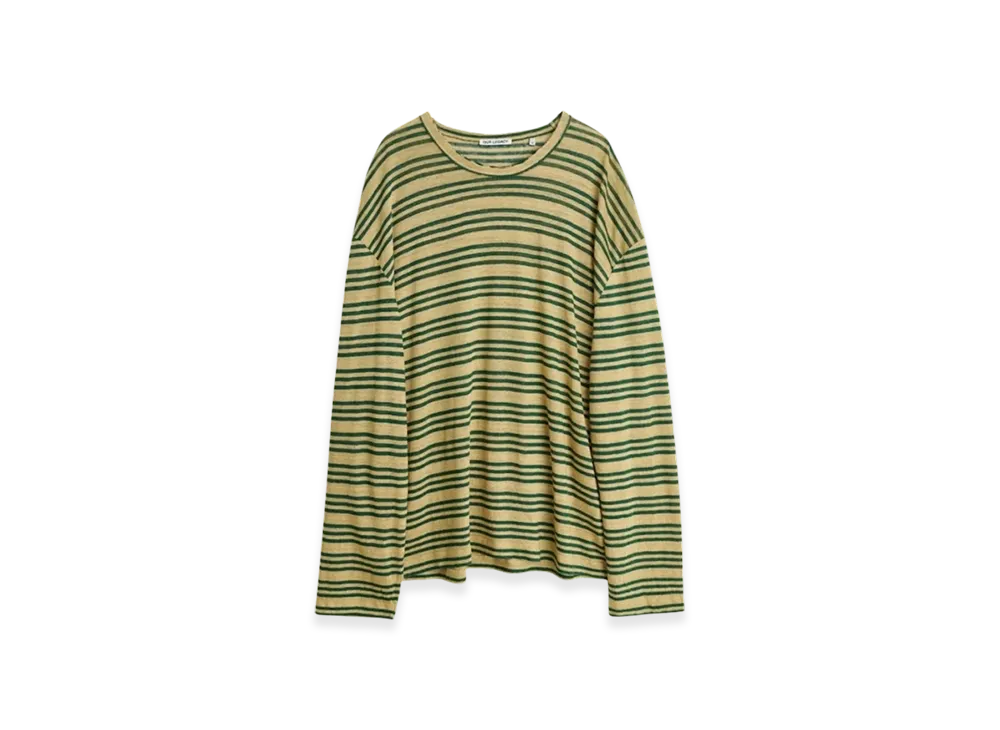 OUR LEGACY Lock Longsleeve Linen Stripe "Golden Green"