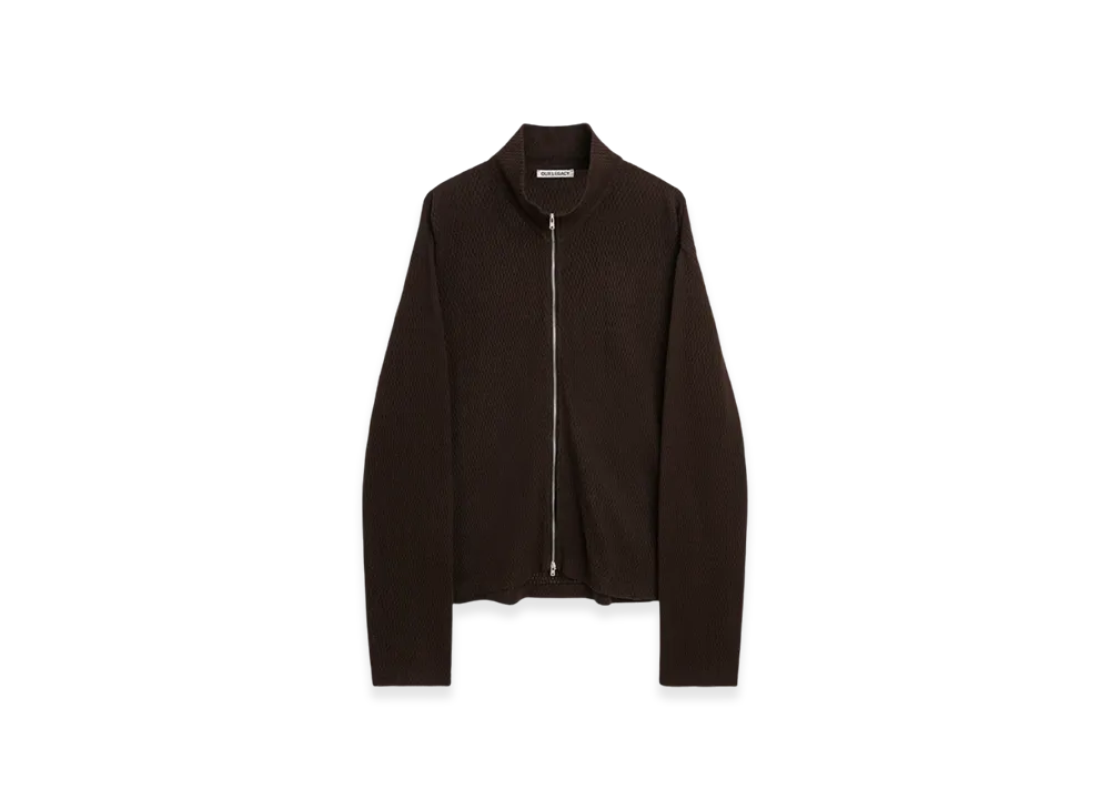 OUR LEGACY Shrunken Fullzip PoloSparse Cotton "Brown "