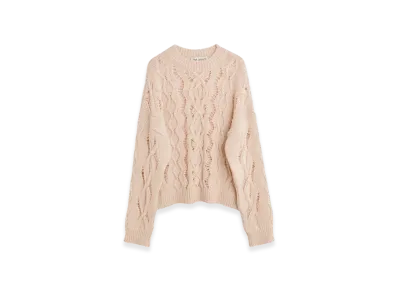 OUR LEGACY Cable Sonar Roundneck "Delicate Pink Fisherman Wool"