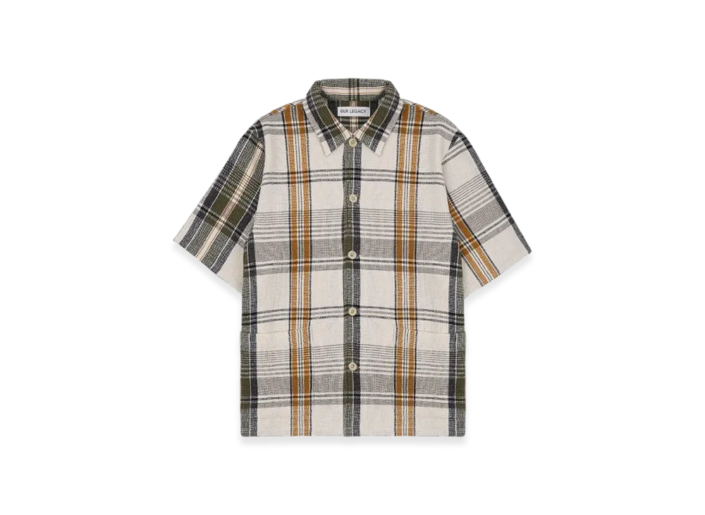 OUR LEGACY Elder Short Sleeve Shirt "Ecru Green Summer Plaid"