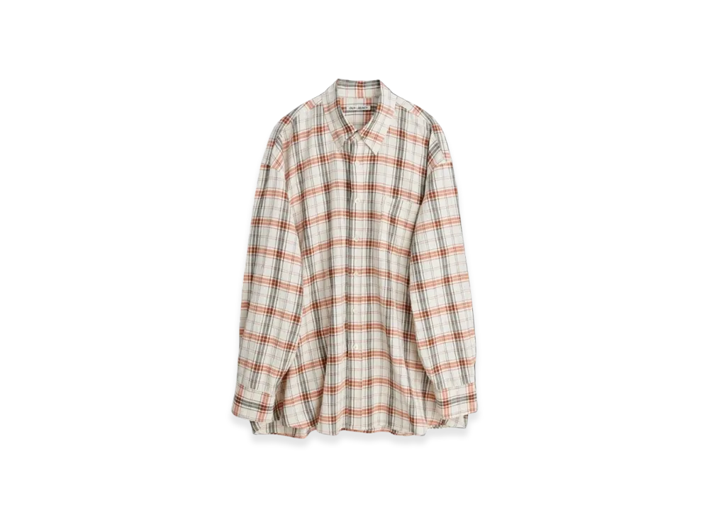 OUR LEGACY Borrowed BD Shirt "Off White Orange Memory Check"