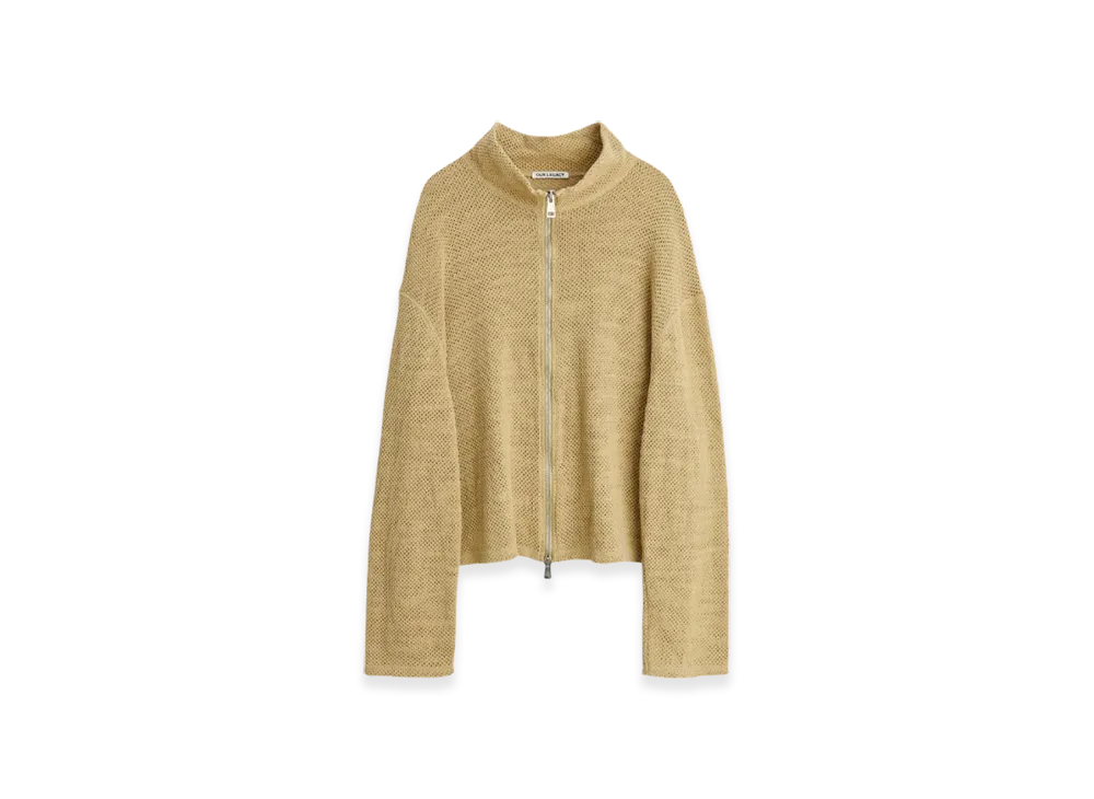 OUR LEGACY Shrunken Full Zip Polo Rope Weave "Beige"