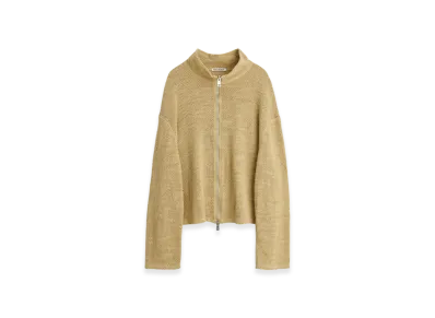 OUR LEGACY Shrunken Full Zip Polo Rope Weave "Beige"