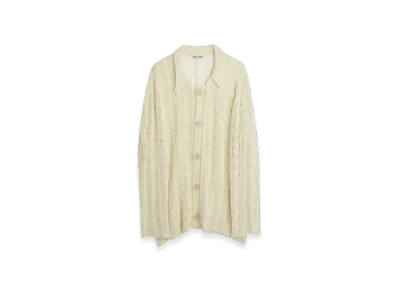 OUR LEGACY Big Cardigan Sheer Cable "White"